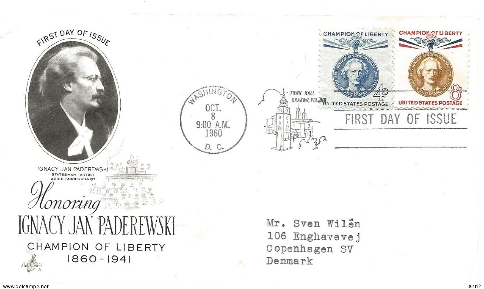 USA 1960 Ignacy Jan Paderewki, Politician, Pianist And Composer  MI  789-790   FDC - Cartas & Documentos