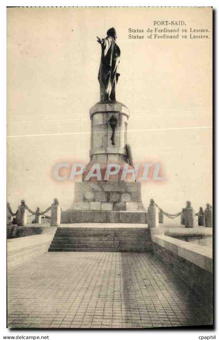 CPA Port Said Statue De Ferdinand De Lesseps Egypte - Altri & Non Classificati