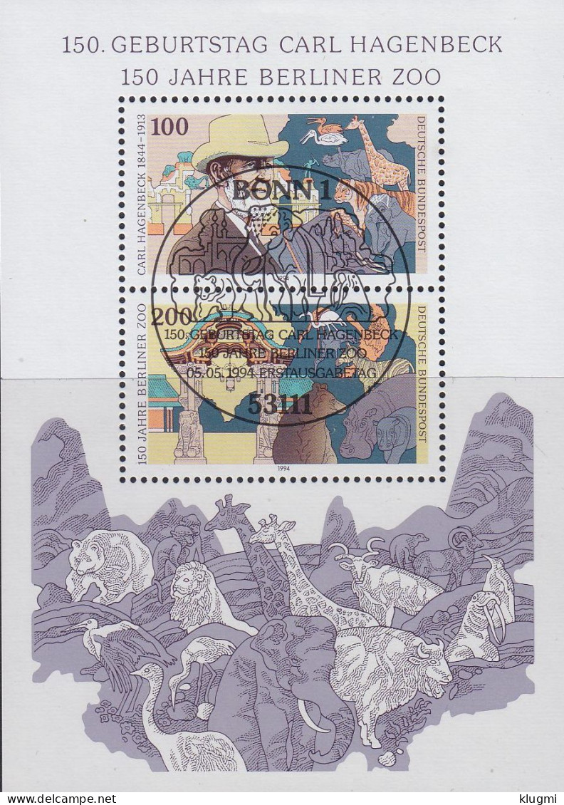 GERMANY BUND [1994] MiNr 1734-35 Block 28 ( Sonder-O/used ) Tiere - Used Stamps