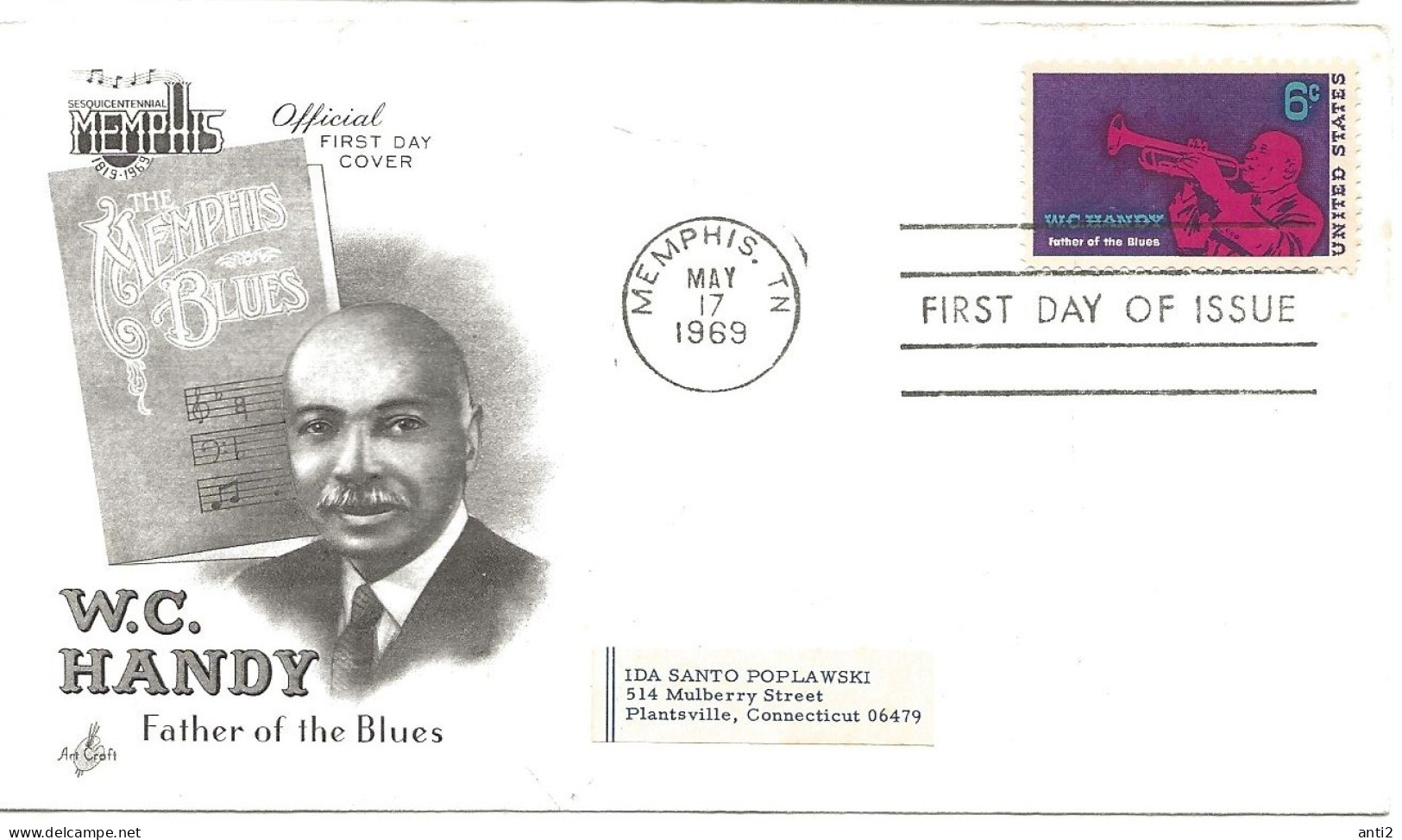 USA 1969 William Christopher Handy,  Komponist Und Jazz-Musiker, Schöpfer Des „Blues“ MIi 982  FDC - Lettres & Documents