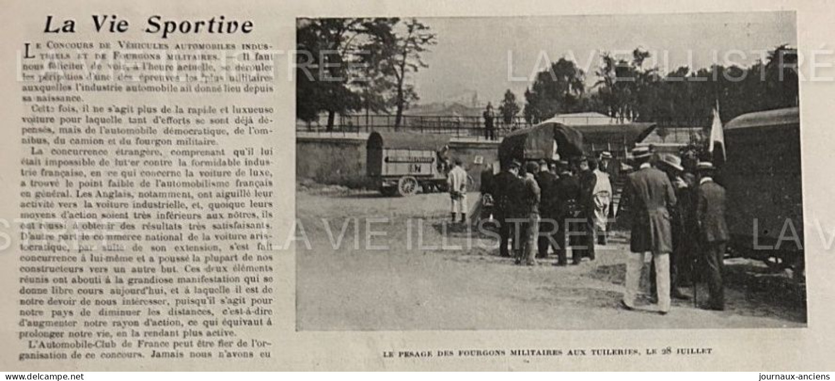 1905 LE CONCOURS DE VÉHICULES AUTOMOBILES INDUSTRIELS ET DE FOURGON MILITAIRES - AUTOMOBILE CLUB DE L'OISE - 1900 - 1949