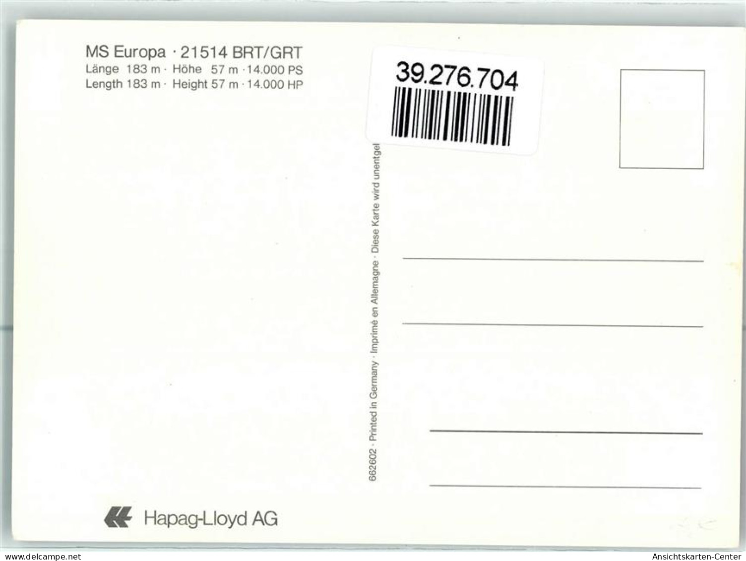 39276704 - MS Europa Hapag Lloyd - Paquebots