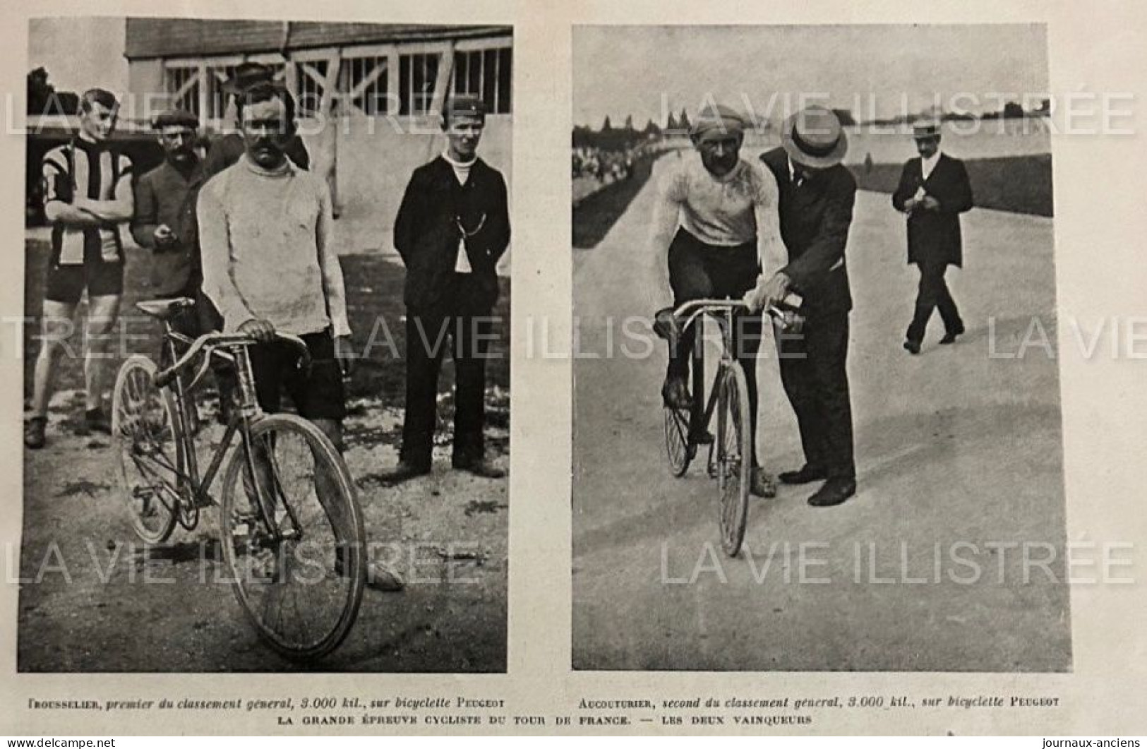 1905 LE TOUR DE FRANCE CYCLISTE - LES DEUX VAINQUEURS - TROUSSELIER - AUCOUTURIER - LA VIE ILLUSTRÉE - 1900 - 1949