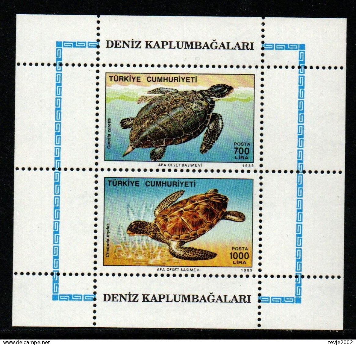 Türkei 1989 - Mi.Nr. Block 28 - Postfrisch MNH - Tiere Animals Schildkröten Turtles - Tortugas