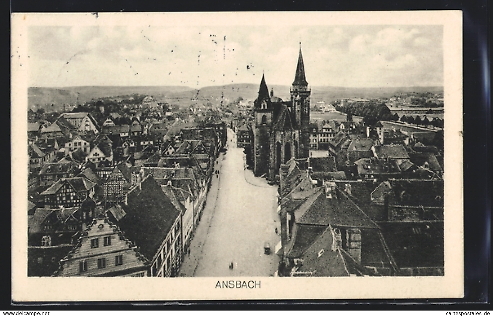 AK Ansbach / Mfr., Teilansicht Mit Der Kirche Aus Der Vogelschau  - Ansbach