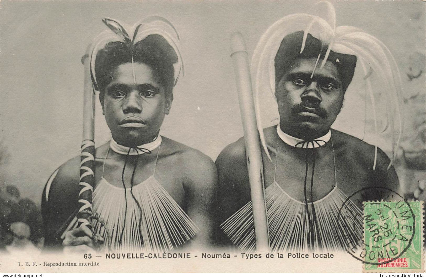 NOUVELLE CALEDONIE - Nouméa - Types De La Police Locale - Animé - Carte Postale Ancienne - Nouvelle-Calédonie