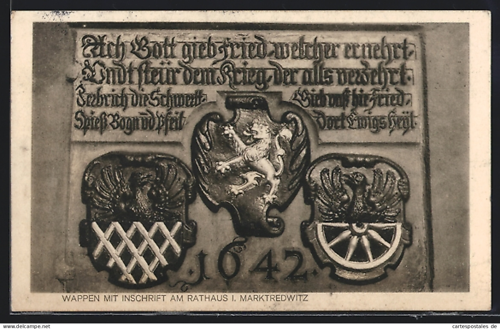 AK Marktredwitz, Wappen Mit Inschrift Am Rathaus  - Marktredwitz