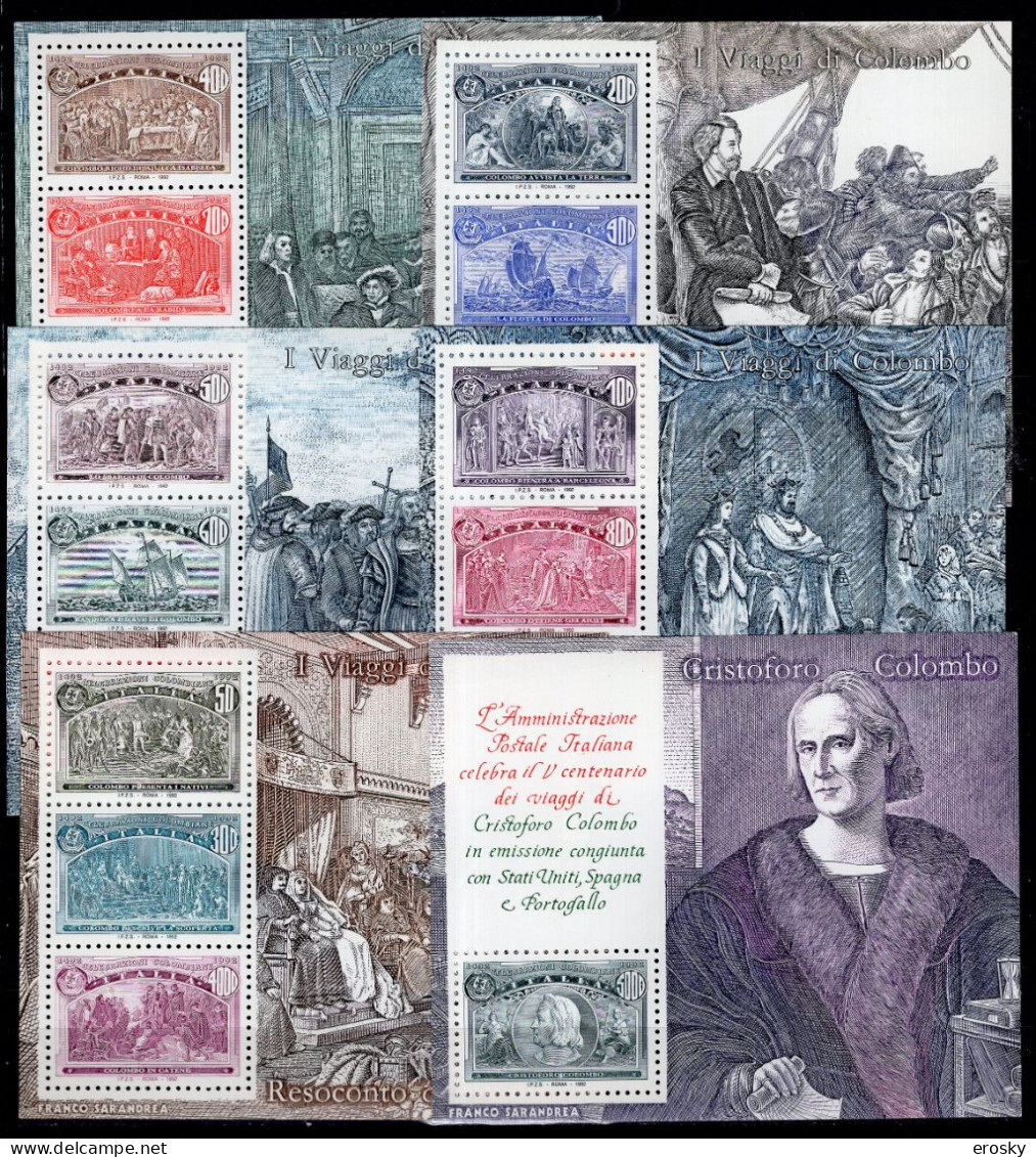 A1451 - ITALIA BF Ss N°10/15 ** Decouvert De L'amerique - Blocks & Kleinbögen