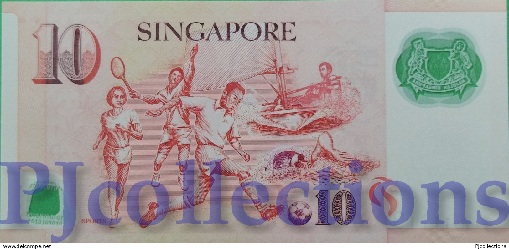 SINGAPORE 10 DOLLARS 2005 PICK 48a POLYMER UNC GOOD SERIAL NUMBER "9AA 911119" - Singapur
