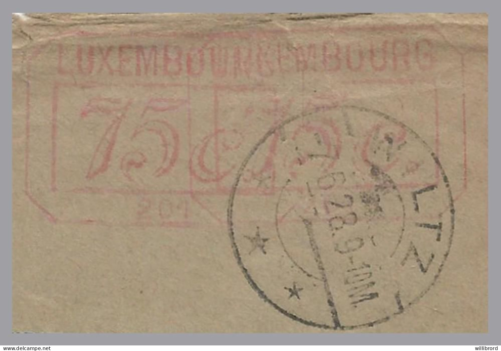 LUXEMBOURG - 1928 Timbrographe 201 Wiltz To Italy - RAREST Luxembourg Meter Imprint! Intl. Postage Meter Stp.Cat. = $100 - Lettres & Documents