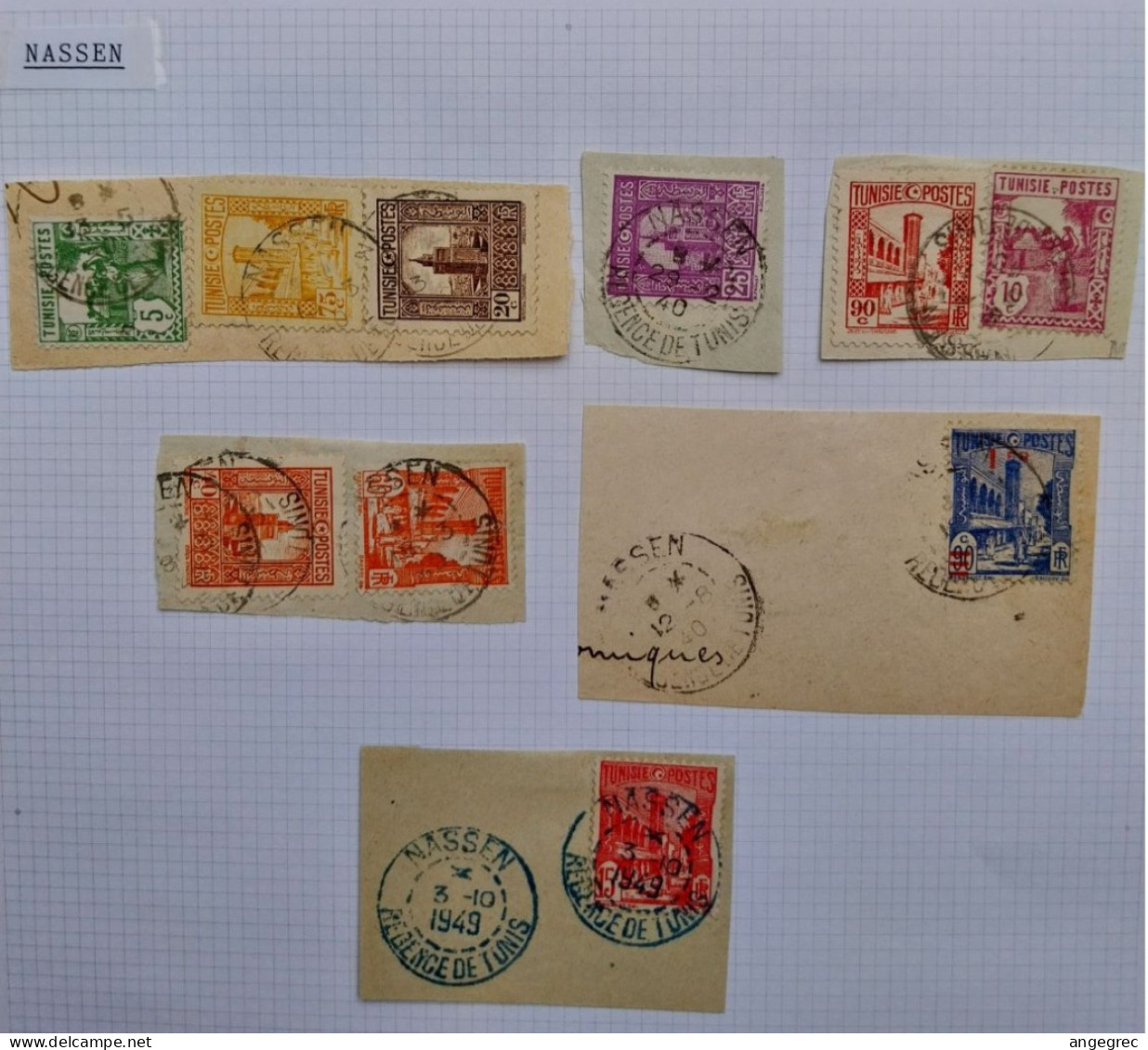 Tunisie Lot Timbre Oblitération Choisies Nassen Dont Fragment Cachet Bleu  à Voir - Used Stamps