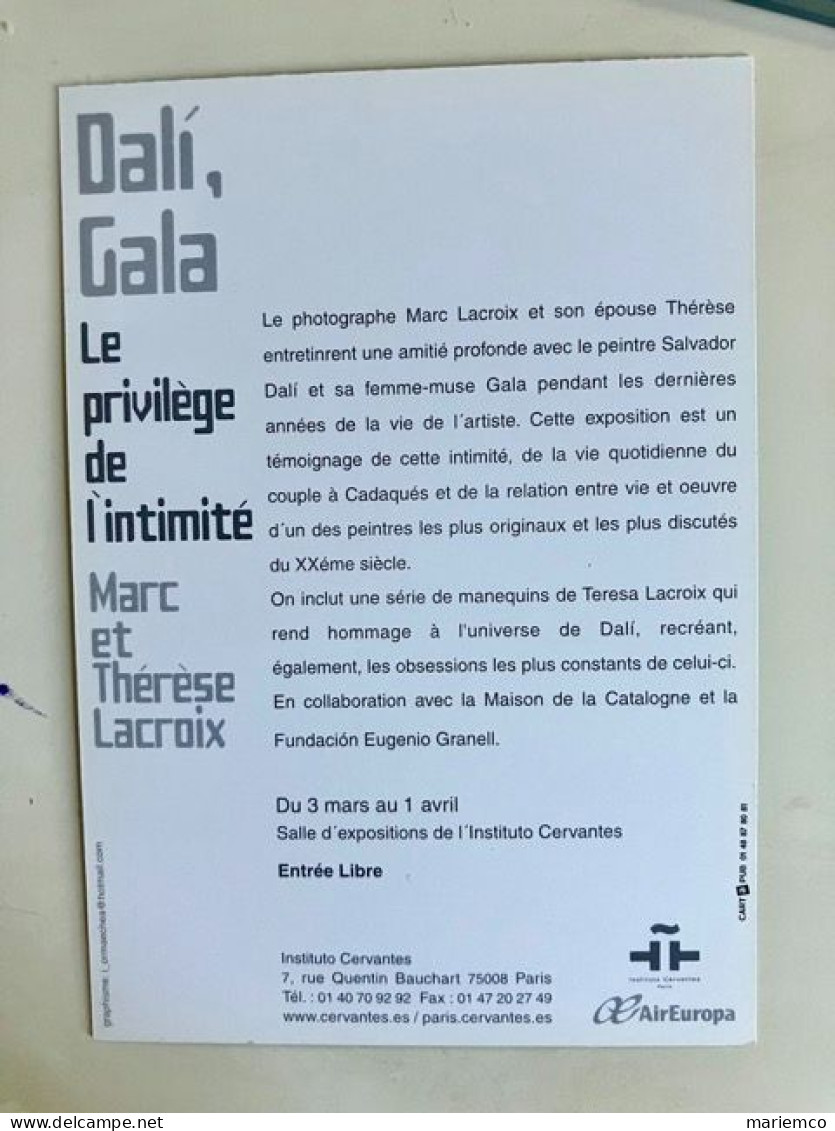 EXPOSITION DALI, GALA Le Privilège De L'intimité Institut Cervantes - Advertising
