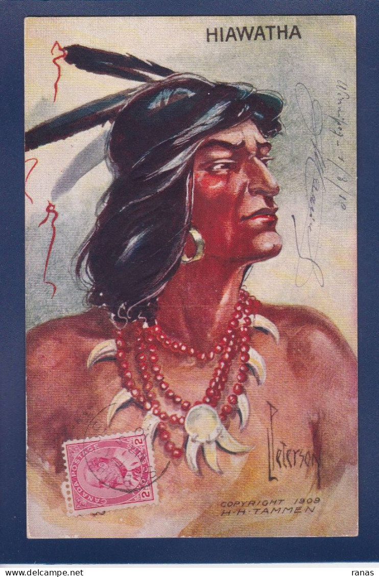 CPA Indiens Circulée Gaufrée Embossed Hiawatha - Indianer