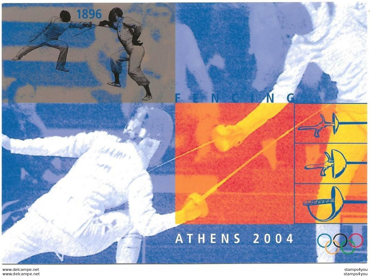 433 - 20 - Entier Postal Suisse "Athens 2004" Thème Escrime - Obli Spéciale 1er Jour 2004 - Esgrima