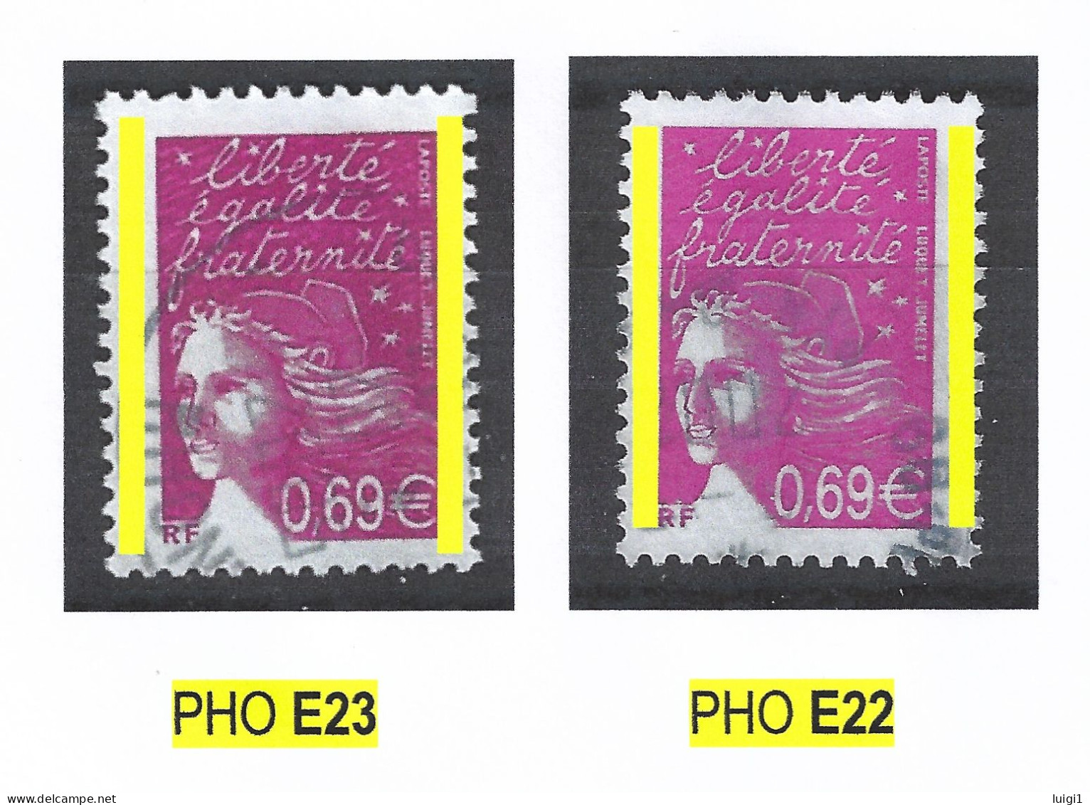 LUQUET 2002 - 0,69 € Rose - Y&T N° 3454. Hauteur Des Bandes PHO Latérales Différentes. PHO E23 Et PHO E22. TB - 1997-2004 Marianne Of July 14th