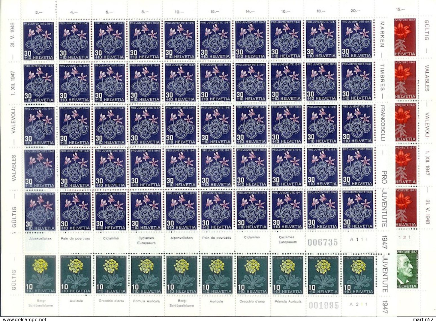 Schweiz Suisse Pro Juventute 1947: Zu WI 121-124 Mi 488-491 Yv 445-448 Bogenset Marken Sind ** MNH (SBK 2017 CHF 477.00) - Neufs