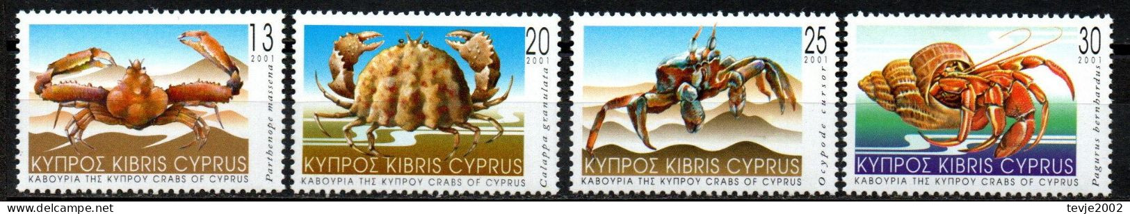 Zypern 2001 - Mi.Nr. 978 - 981 - Postfrisch MNH - Tiere Animals Krebse Crabs - Crostacei