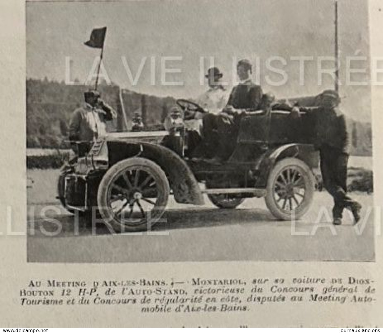 1905 COURSE AUTOMOBILE - LE MEETING D'AIX LES BAINS - VOITURES DE DION BOUTON - LA VIE ILLUSTRÉE - 1900 - 1949