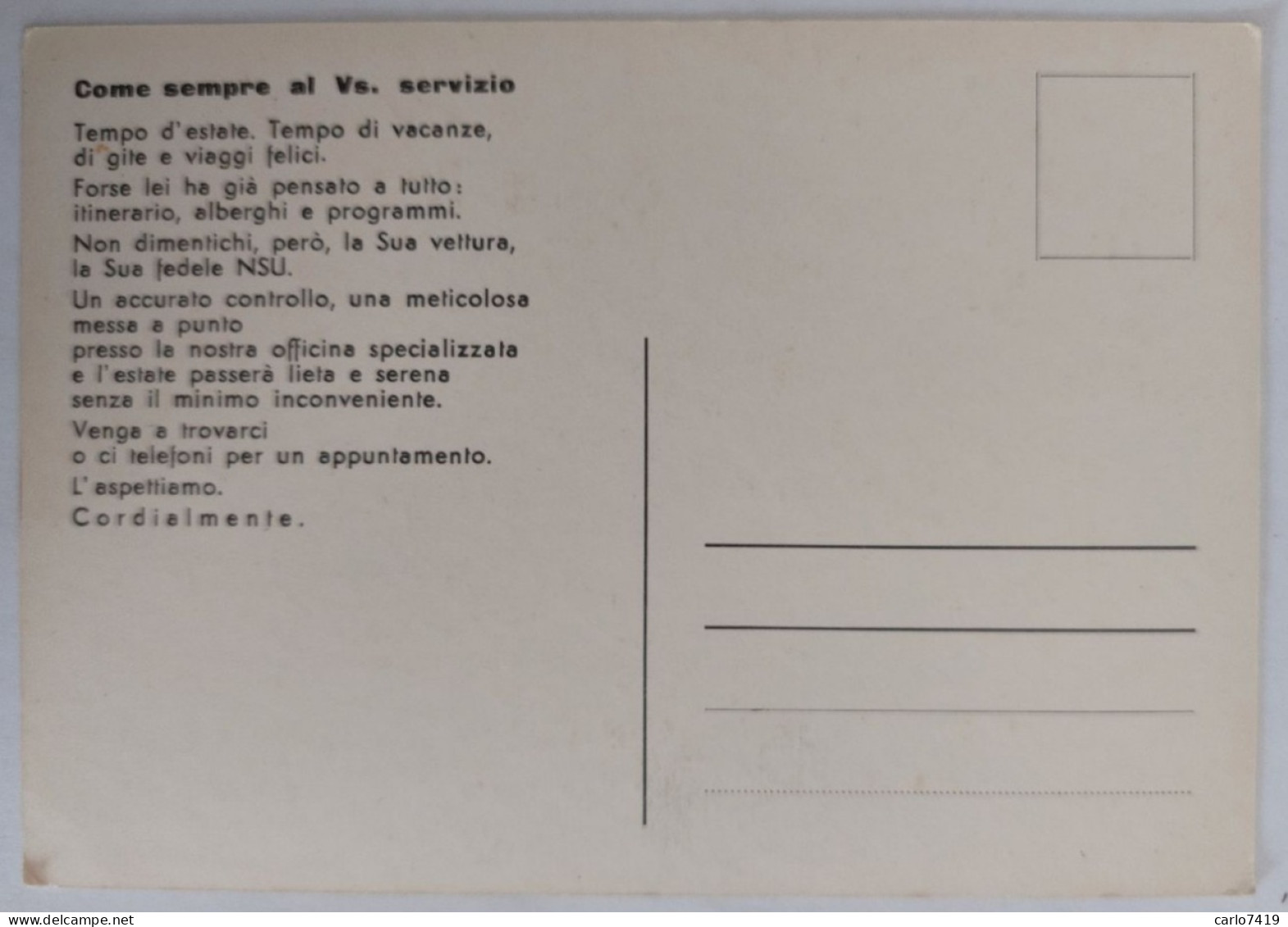 NSU Prinz 4 L - Cartolina Pubblicitaria - Vintage - Crt0040 - Voitures