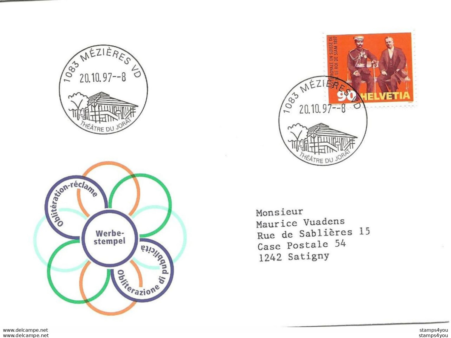 433 - 33 - Enveloppe Avec Cachets Illustrés Mézières 1997 - Marcophilie