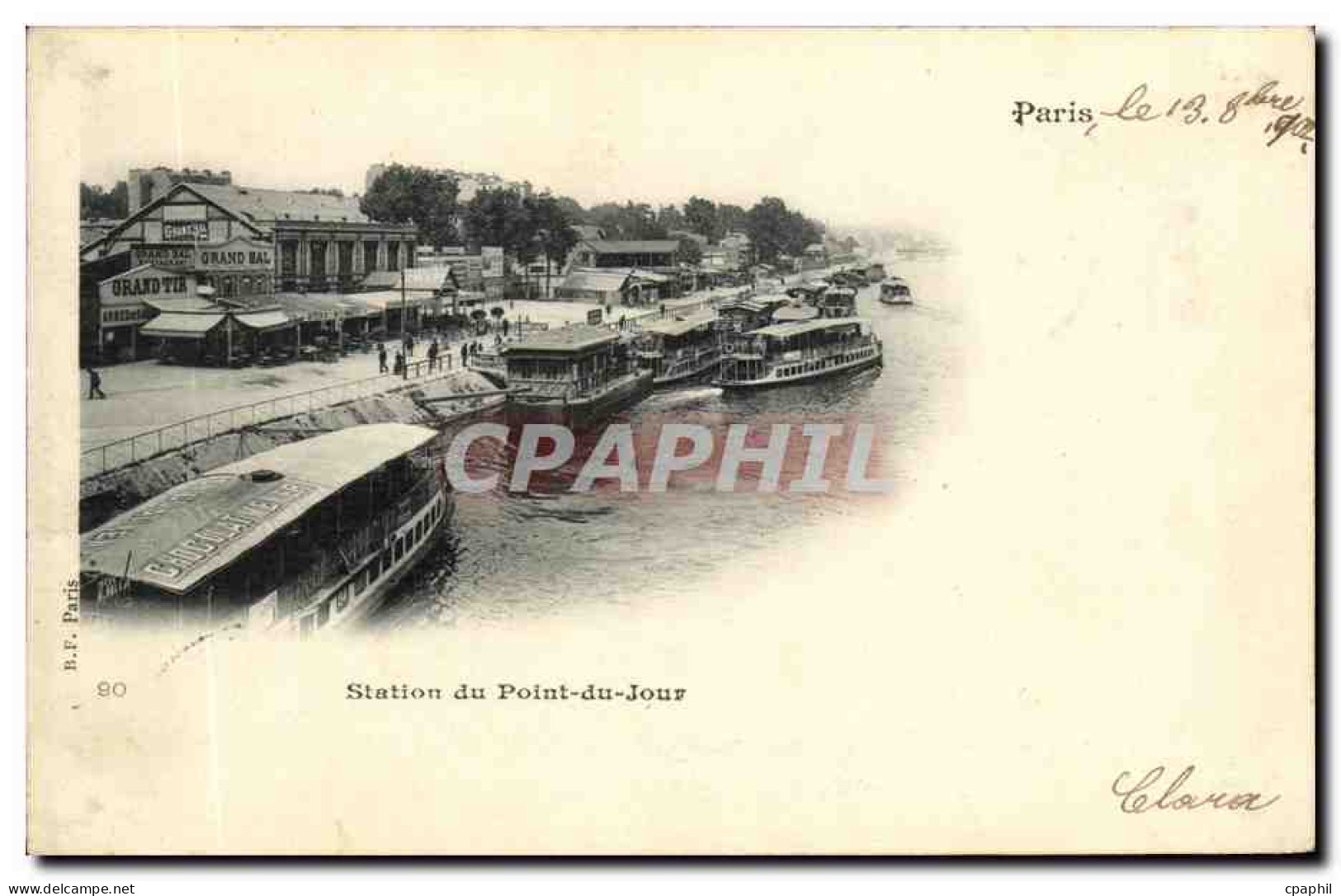 CPA Paris Station Du Point Du Jour Peniches Bateaux - The River Seine And Its Banks