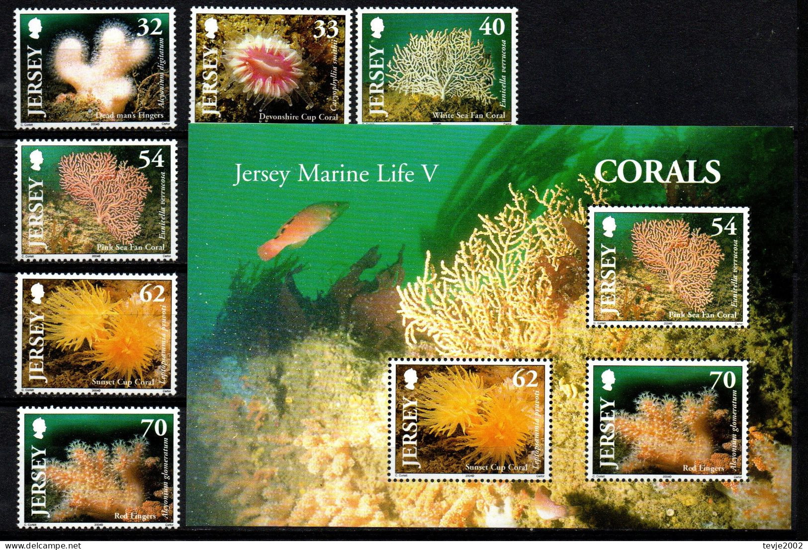 Jersey 2004 - Mi.Nr. 1147 - 1152 + Block 46 - Postfrisch MNH - Tiere Animals Korallen Corals - Maritiem Leven