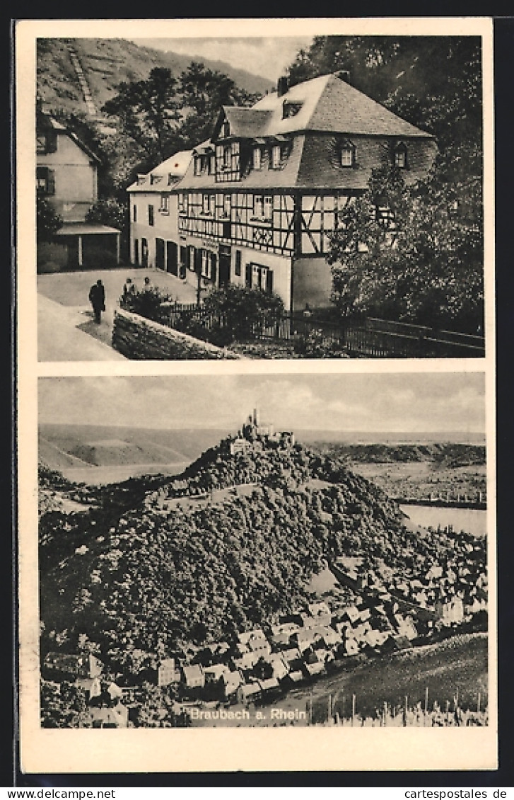 AK Braubach Am Rhein, Gasthaus Zum Felsenkeller, Totalansicht  - Braubach