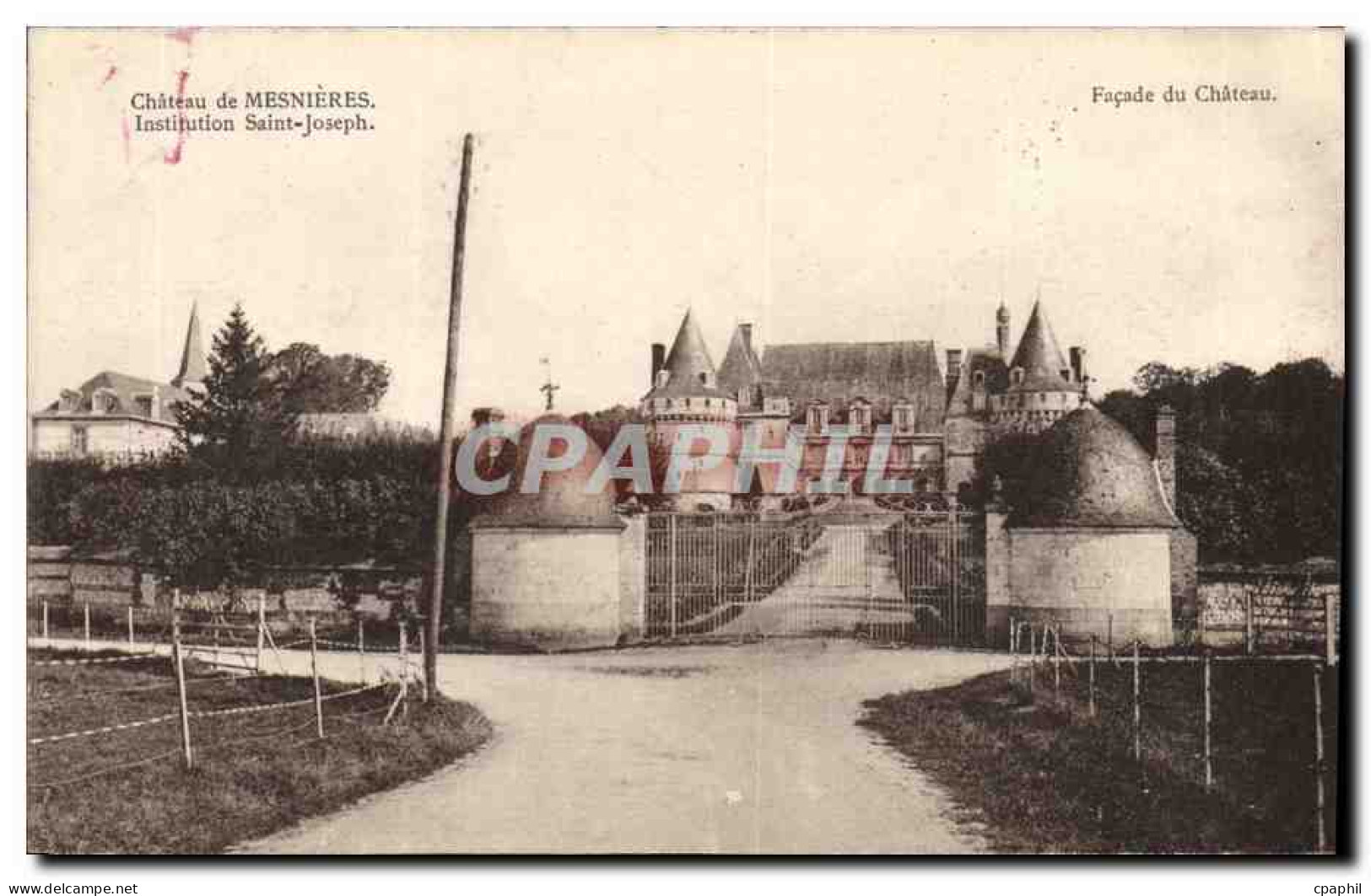 CPA Mesnieres Chateau De Instiution Saint Joseph Facade Du Chaetau - Mesnières-en-Bray