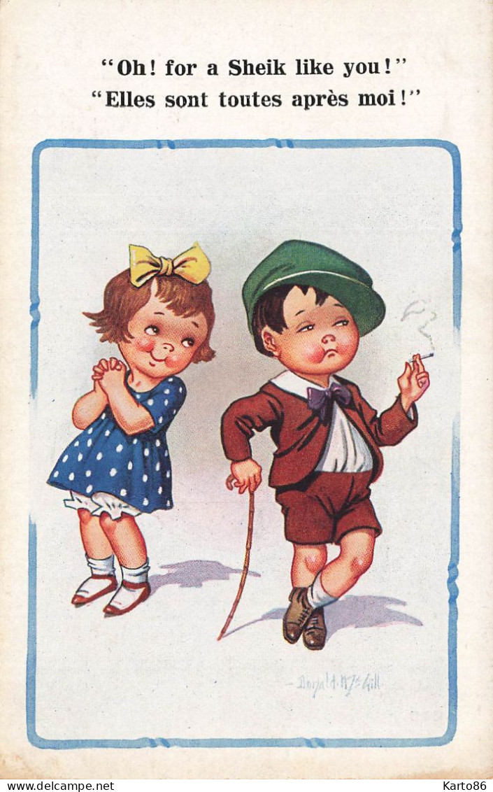 Enfants * CPA Illustrateur Donald Mc Gill MD GILL * Enfant Fumeur Cigarette Tabac Garçon Fillette - Mc Gill, Donald