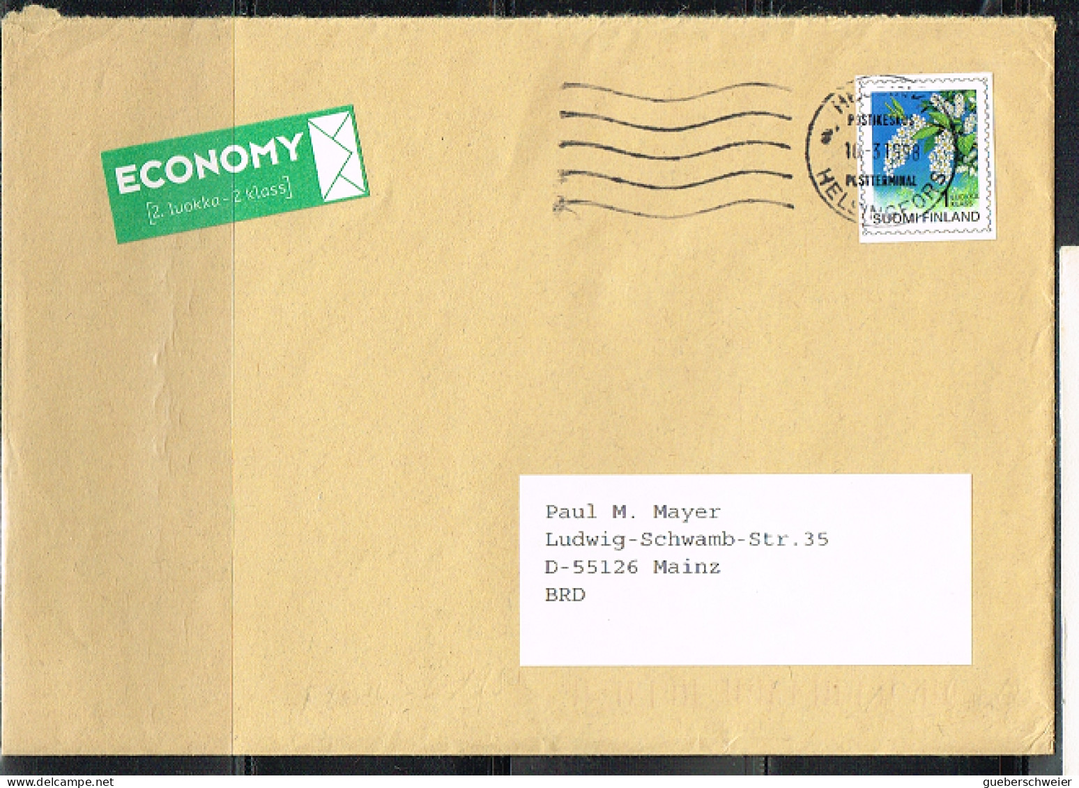 FLOR-L220 - FINLANDE Fleur Sur Lettre économique 1998 - Storia Postale