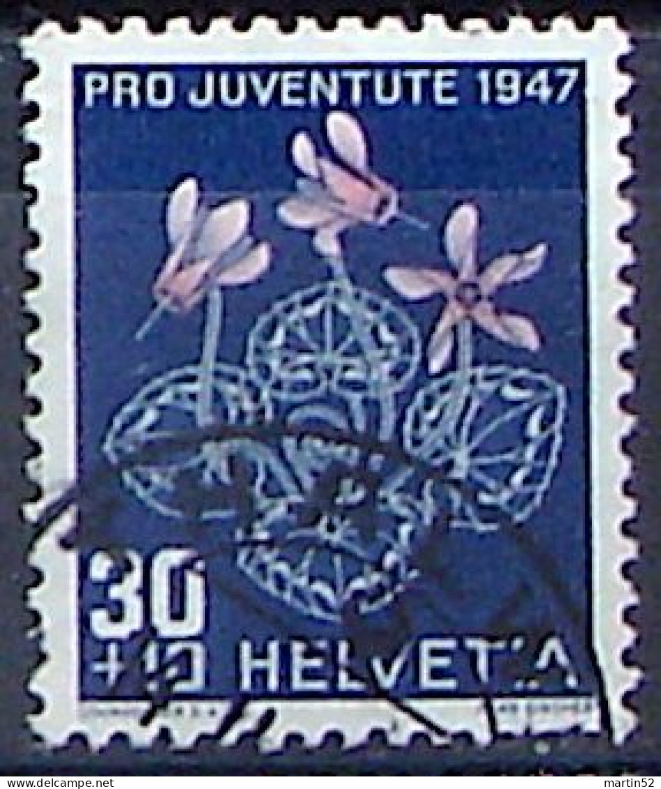 Schweiz Suisse Pro Juventute 1947: Cyclamen Zu WI 124 Mi 491 Yv 448 Mit Stempel THALWIL 14.II.48 (Zumstein CHF 13.00) - Usati