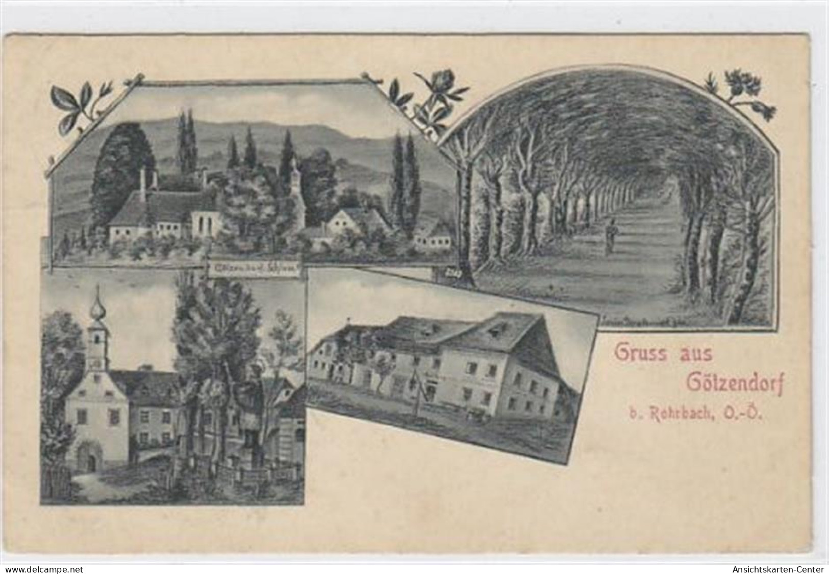 39007704 - Kuenstlerkarte Von Goetzendorf Bei Rohrbach. Gesamtansicht Teilansicht Vom Schloss Schloss Allee Gasthaus Ge - Other & Unclassified