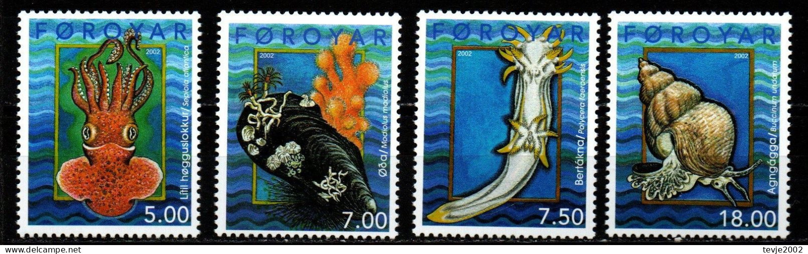 Färöer 2002 - Mi.Nr. 417 - 420 - Postfrisch MNH - Tiere Animals Schnecken Snails - Maritiem Leven