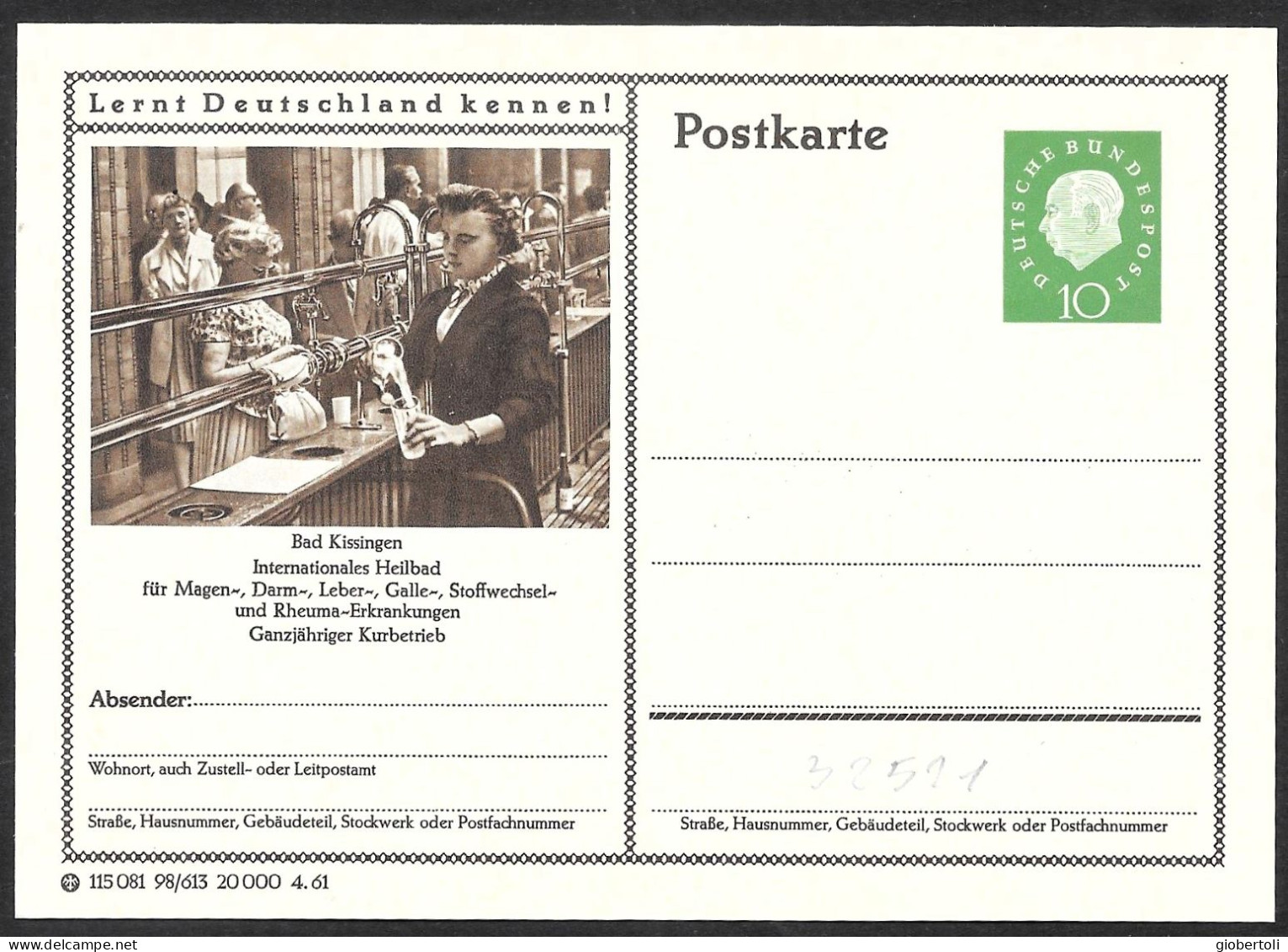 Germania/Germany/Allemagne: Intero, Stationery, Entier, Terme Di Bad Kissingen, Bad Kissingen Spa, Station Thermale De B - Kuurwezen