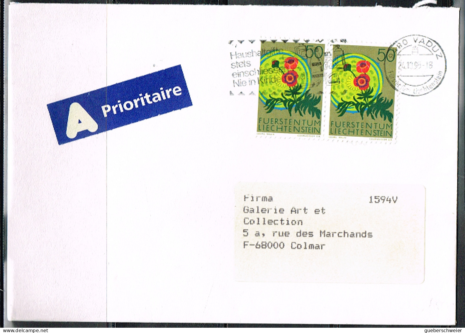 FLOR-L222 - LIECHTENSTEIN N° 1473 Paire Sur Lettre Prioritaire Pour La France 1995 - Lettres & Documents