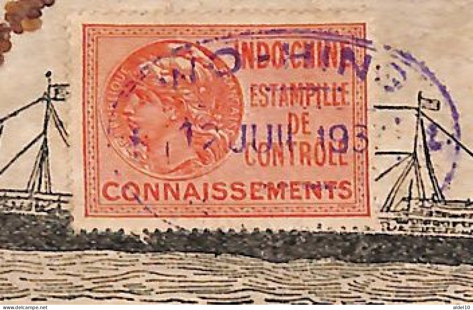 Connaissement Saigon Pour Hong-Kong 1937 Timbre Fiscal Rose Estampille De Contrôle - Briefe U. Dokumente