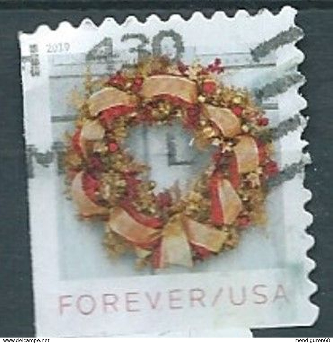 VEREINIGTE STAATEN ETATS UNIS USA 2019 HOLIDAY WREATHS 3 F USED SN 5426 MI 5663 YT 5283 SN 6040 - Gebruikt