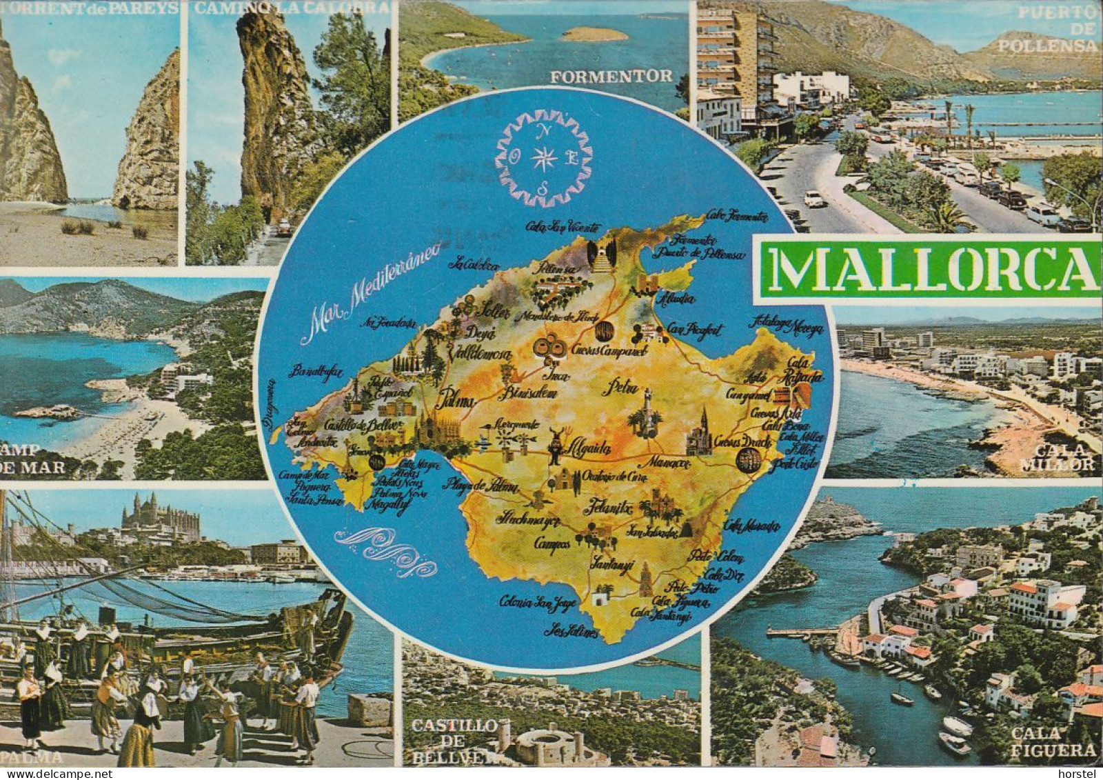 Spanien - Mallorca - 9 Old Views - Map - Nice Stamp - Mallorca