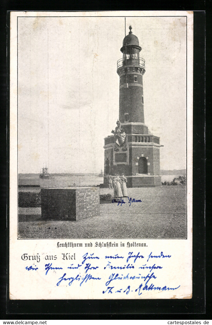 AK Kiel-Holtenau, Leuchtturm Und Schlussstein  - Kiel