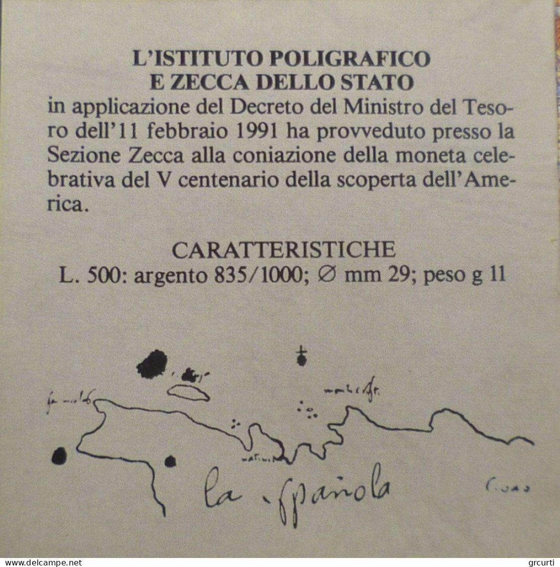 Italia - 500 Lire 1991 - 500° Scoperta Dell'America - 3° Emissione - 500 Liras