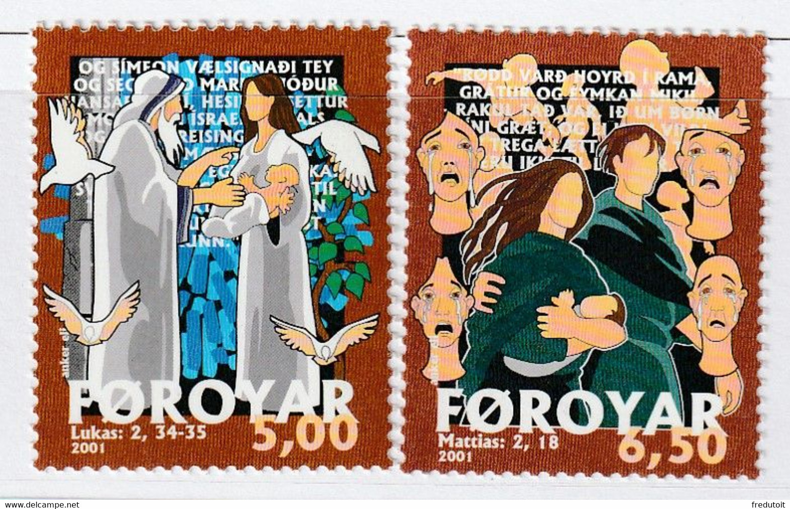 Féroé - N°408/9 ** (2001) Noël - Faroe Islands