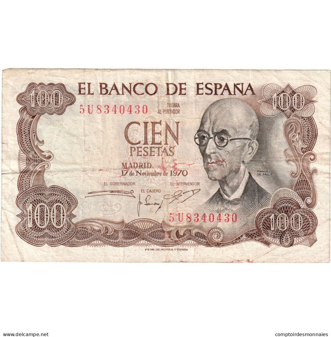 Billet, Espagne, 100 Pesetas, 1970-1971, 1970-11-17, KM:152a, TB - [ 4] 1975-… : Juan Carlos I