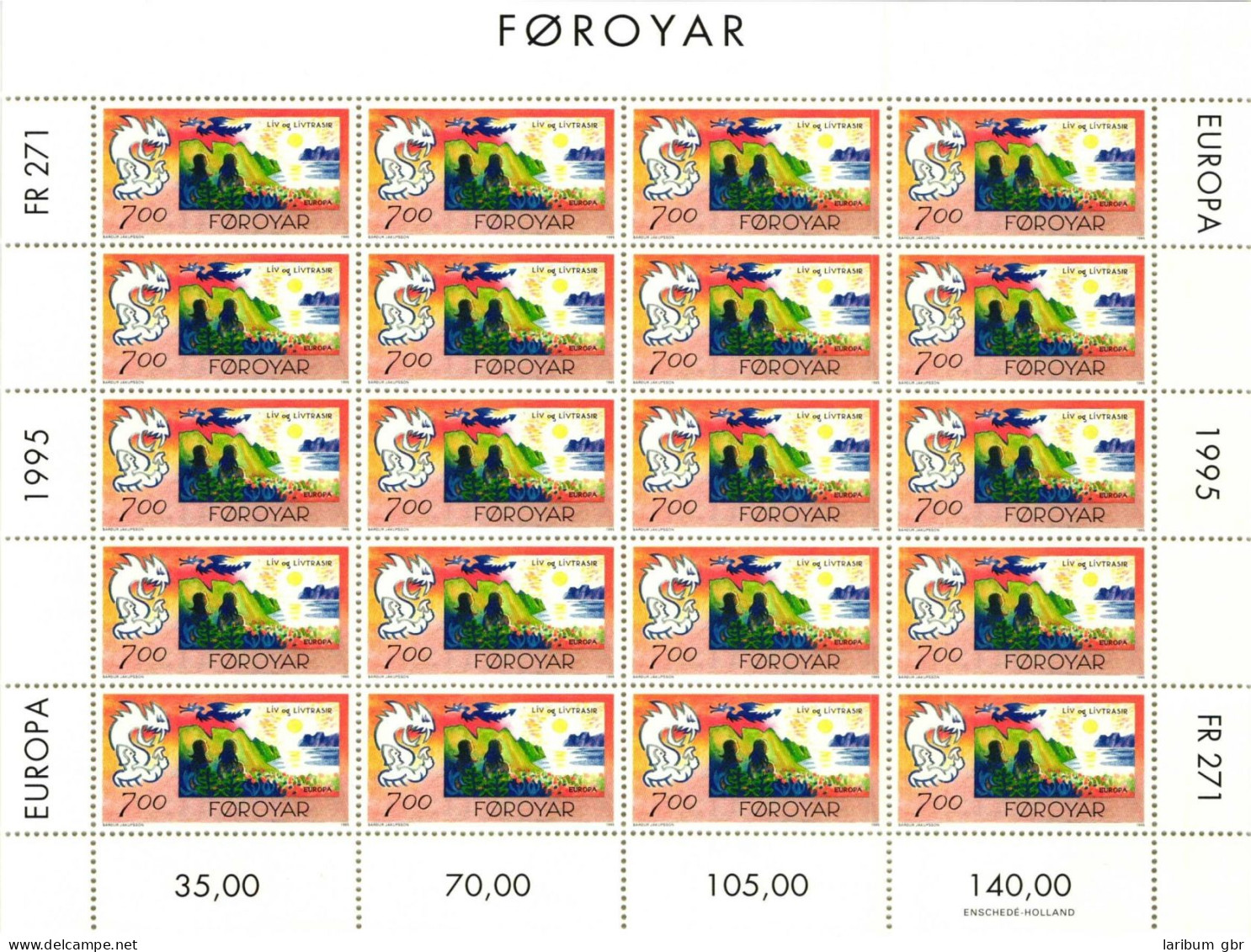 Färöer 278-279 Postfrisch Kleinbogensatz #HM334 - Islas Faeroes