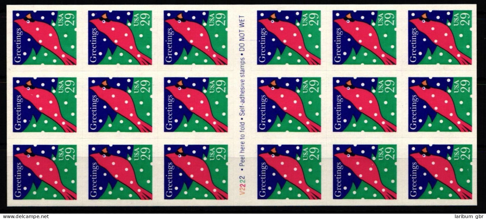 USA F-Bl. 18 Postfrisch Folienblatt 18 Weihnachten (Roter Kardinal) #KV201 - Otros & Sin Clasificación