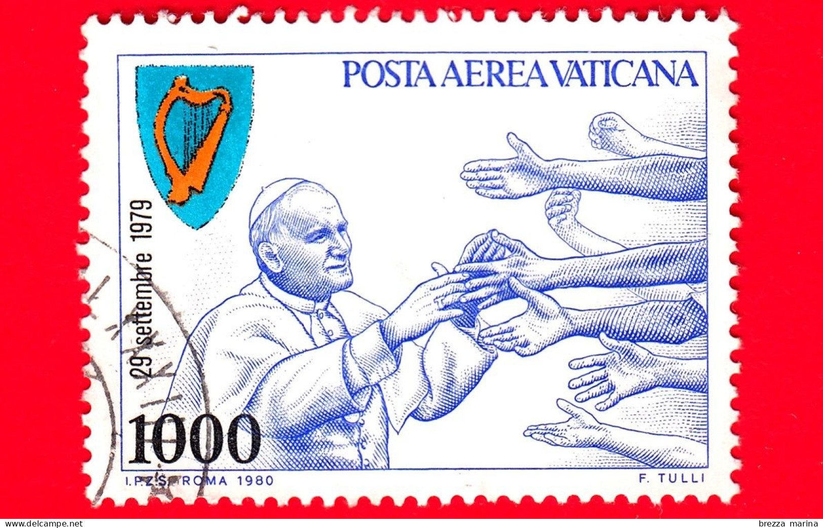 VATICANO - Usato - 1980 - Viaggi Di Giovanni Paolo II Nel 1979 -  POSTA AEREA - Irlanda - 1000 - Poste Aérienne
