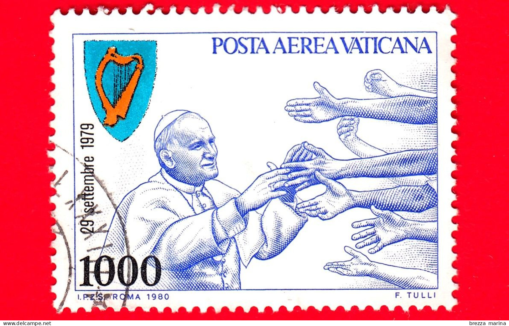 VATICANO - Usato - 1980 - Viaggi Di Giovanni Paolo II Nel 1979 -  POSTA AEREA - Irlanda - 1000 - Luftpost