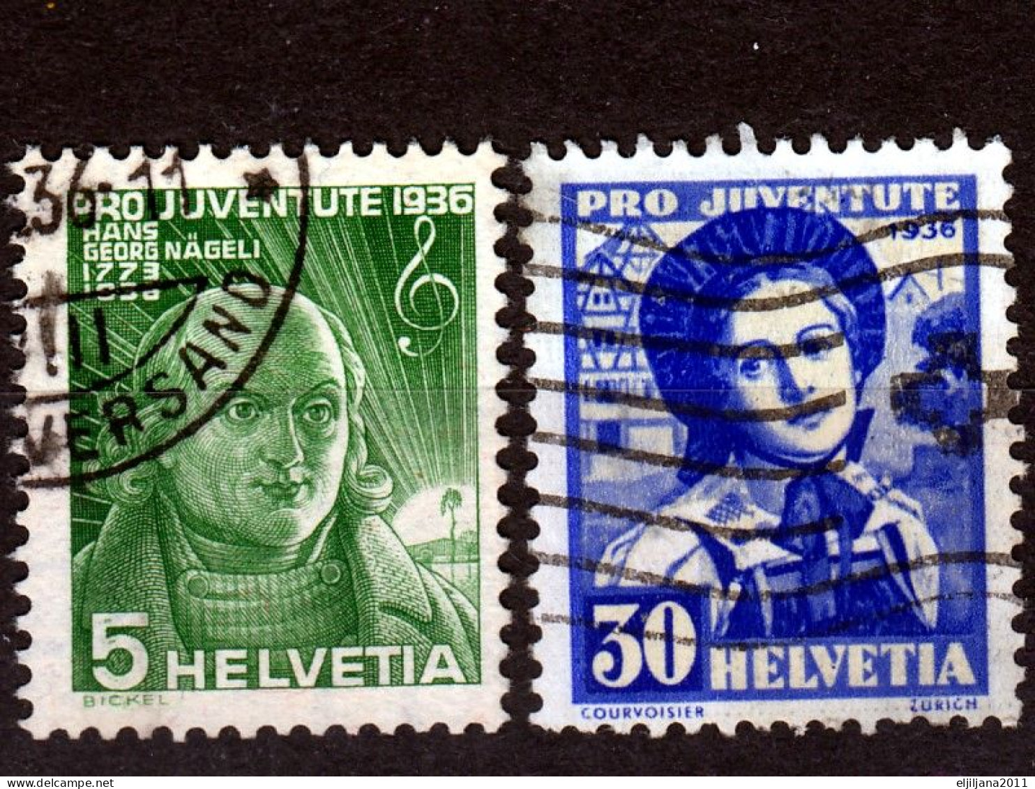 Switzerland / Helvetia / Schweiz / Suisse 1936 ⁕ Pro Juventute Mi.306 & Mi.309 ⁕ 2v Used - Oblitérés