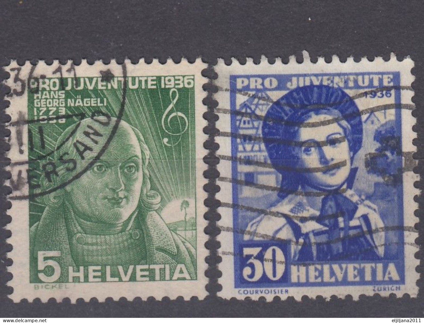 Switzerland / Helvetia / Schweiz / Suisse 1936 ⁕ Pro Juventute Mi.306 & Mi.309 ⁕ 2v Used - Usati