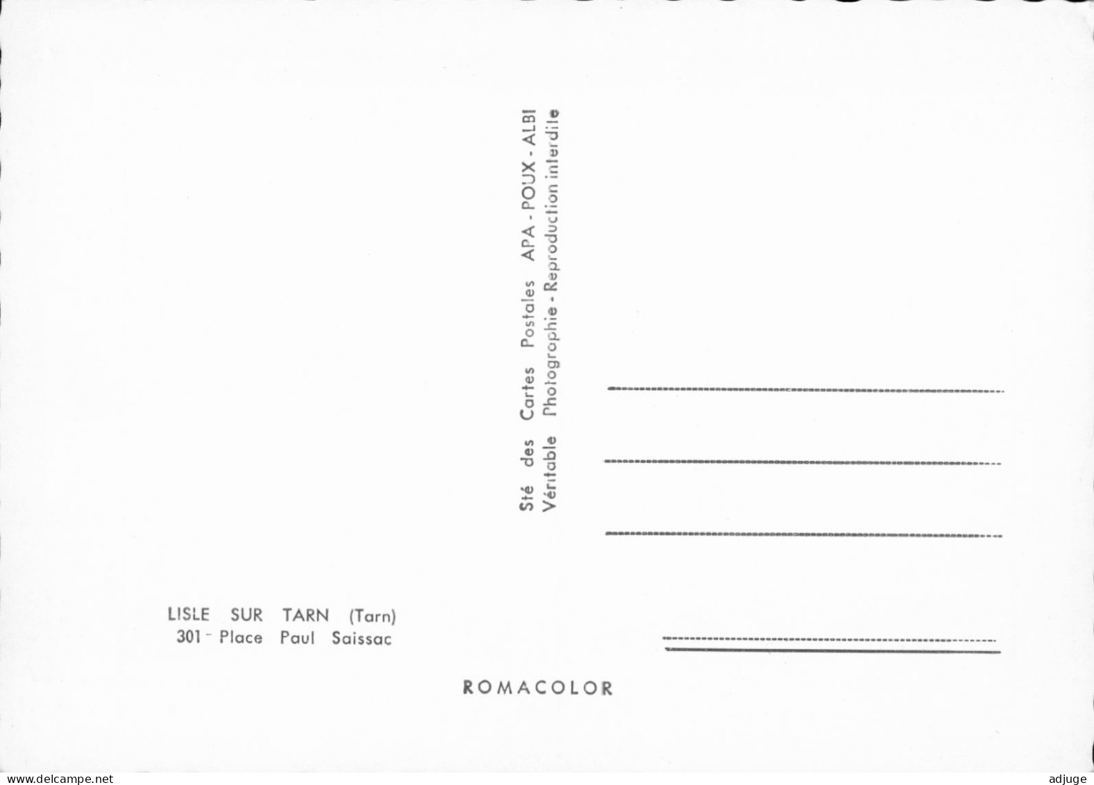 CPM*81* LISLE-SUR-TARN _ Place Paul Saissac_Edit. APA-POUX N° 301* 2 Scans - Lisle Sur Tarn