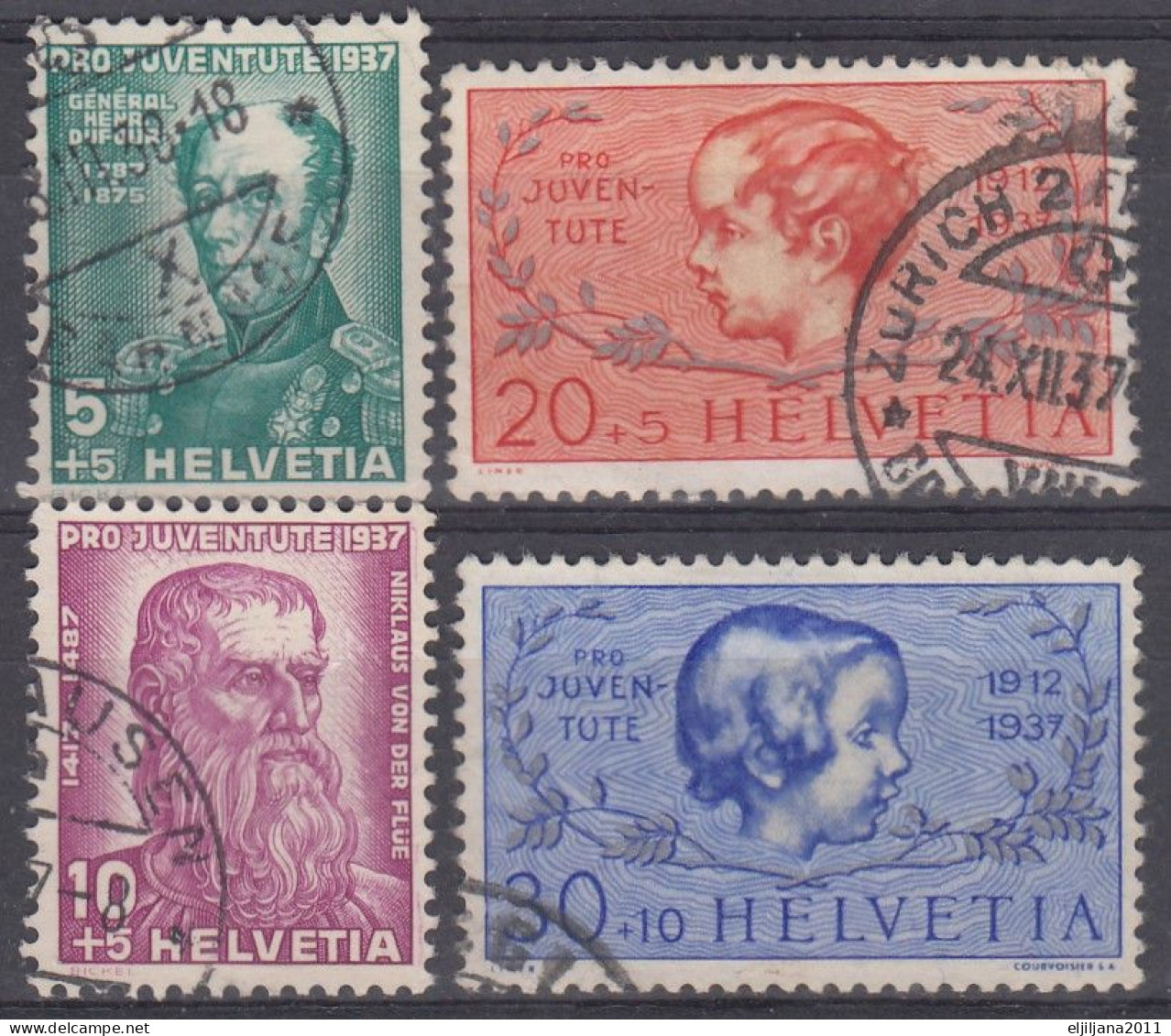 Switzerland / Helvetia / Schweiz / Suisse 1937 ⁕ Pro Juventute Mi.314-317 ⁕ 4v Used - Oblitérés